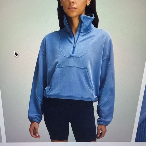 lululemon athletica Brushed Softstreme Ribbed Half Zip Sz2 Pitch Blue - Picture 1 of 9